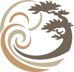 Natural symbol logo icon silhouette vector sketch for growing company in nature field