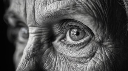 Obraz premium Black and white portrait of an elderly man with a thoughtful gaze