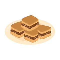 Indonesian Food A Plate of Martabak Manis Illustration