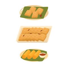 Set of Indonesian Food Fried Tempeh and Risoles