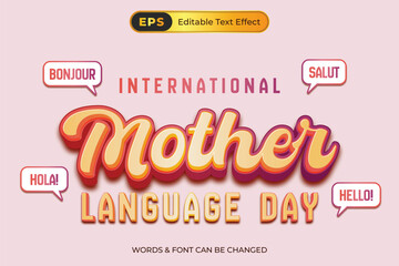 International mother language editable text effect template