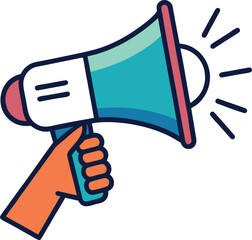 Hand Holding Megaphone Vector Illustration.