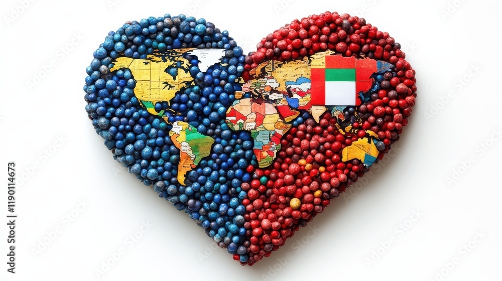 Aufkleber many world flags creating cinematic 3d heart with white background collection of world flags on whit