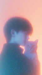 Obraz premium Blurred portrait of a person in warm light with surreal effect