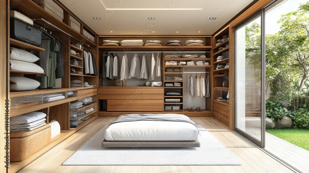 Poster modern design 3d rendering and line drawing of a closet and dressing roo