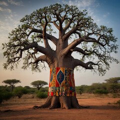 "Cultural Significance of the Baobab: Wrapped in African Fabrics and Ornamental Beauty"