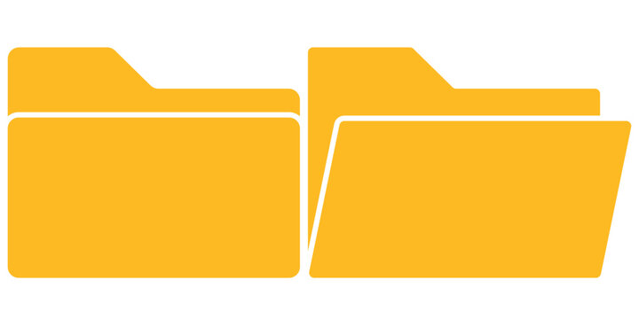 Computer folder, new empty file icon, folder documents symbol. File, folder, page, paperwork, attachment, Archive storage icon. Open folder icon. Vector illustrator. 