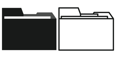 File folder icon set. Documents for computer. File folders with data in flat style. Mail symbol, Computer file folder symbol in flat style, Business document folder icon. Vector illustration