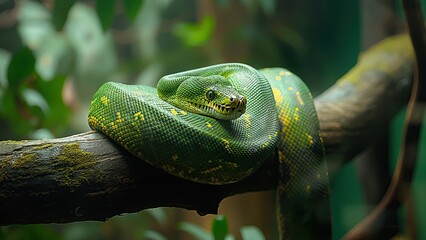 green snake in a tree