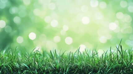 Fototapeta premium Lush Green Grass Against A Soft Bokeh Background