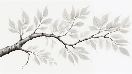 Tree branch on white background