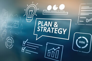 Naklejka premium Business Plan and Strategy Development Process Visual