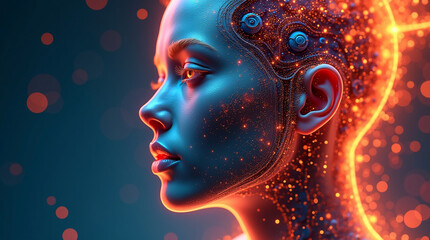 Obraz premium AI and Machine Learning Abstract Illustrations. Bright and realistic images