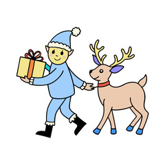 vector-silhouette-of-Christmas-elf-and-Rudolph
