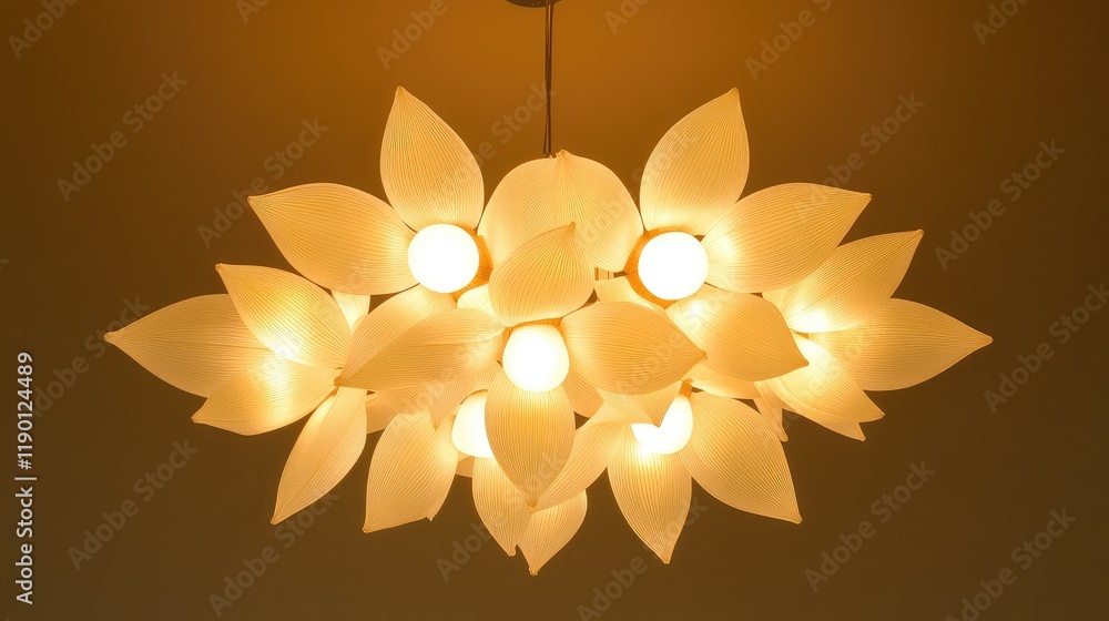 Poster close-up of custom shaped lights arranged in a star formation, glowing softly with ample copy space 