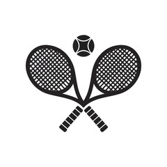 Crossed tennis rackets and ball  vector icon
