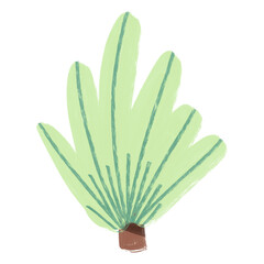 Cute Tree Illustration. Green Tree Hand Drawn element. botanical set of bare trees and ones with leaves and lush limited pastel color.