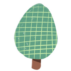 Cute Tree Illustration. Green Tree Hand Drawn element. botanical set of bare trees and ones with leaves and lush limited pastel color.