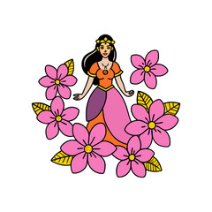 Vector-silhouette-of- girl with flowers