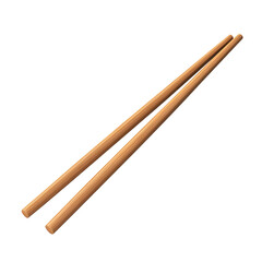 Two wooden chopsticks on a white isolated background.