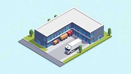 Obraz premium Modern Warehouse and Logistics Hub Isometric Concept, 