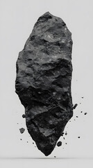 Floating black rock on a minimalist backdrop