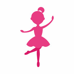 Cute little ballerina girl dancing vector silhouette in pink tutu dress vector illustration [1] 