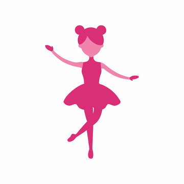 recommend clip art: Cute little ballerina girl dancing vector silhouette in pink tutu dress vector illustration 