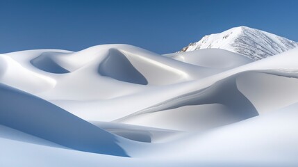 Snow Dunes and Mountain Peak