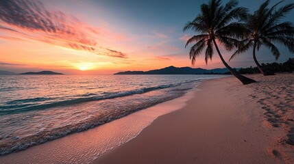 Sunset serenity on koh samui island beach view tropical paradise