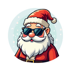 Funny Santa Claus drawn with a Santa hat and wearing sunglass cartoon character illustration for merry Christmas