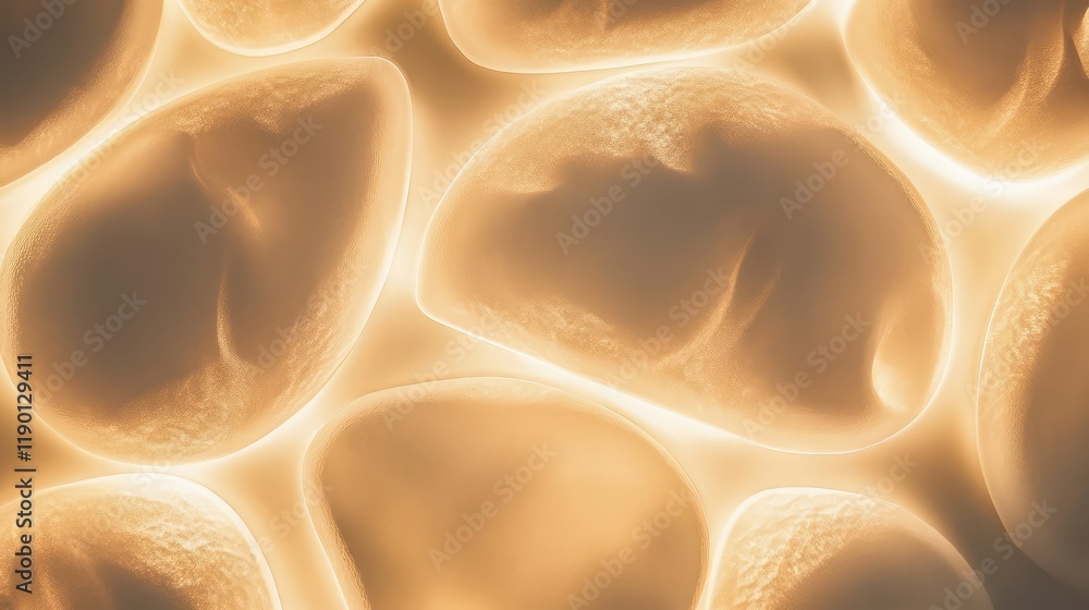 Poster soft glowing custom shape lights arranged in a random pattern, with clear space for copy on the bott