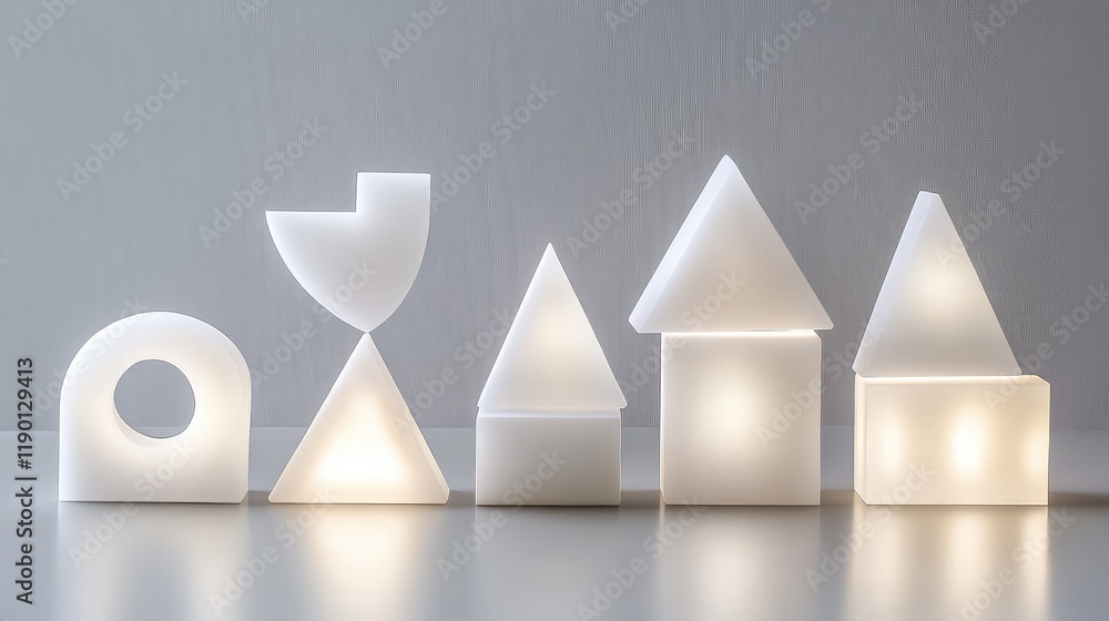 Poster soft glowing custom shape lights arranged in a random pattern, with clear space for copy on the bott