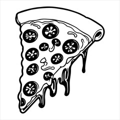 Pizza illutration black and white design