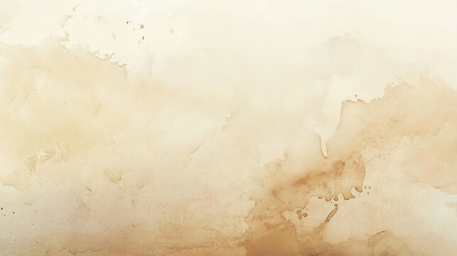 Watercolor abstract beige texture.painting background on white paper background. Dry and wet brush stroke effects