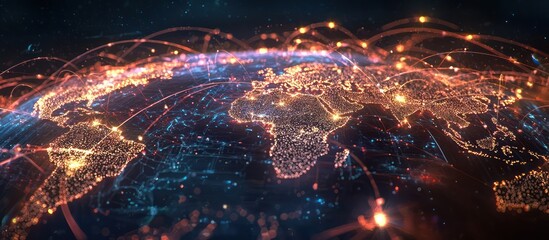 Visualization of AI-powered global supply chain and logistics optimization.