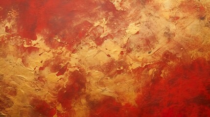 Chinese Abstract gold ink in red paper texture fat paint on surface background Flat lay top view copy space