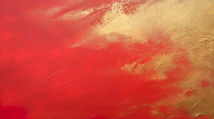 Chinese Abstract gold ink in red paper texture fat paint on surface background Flat lay top view copy space