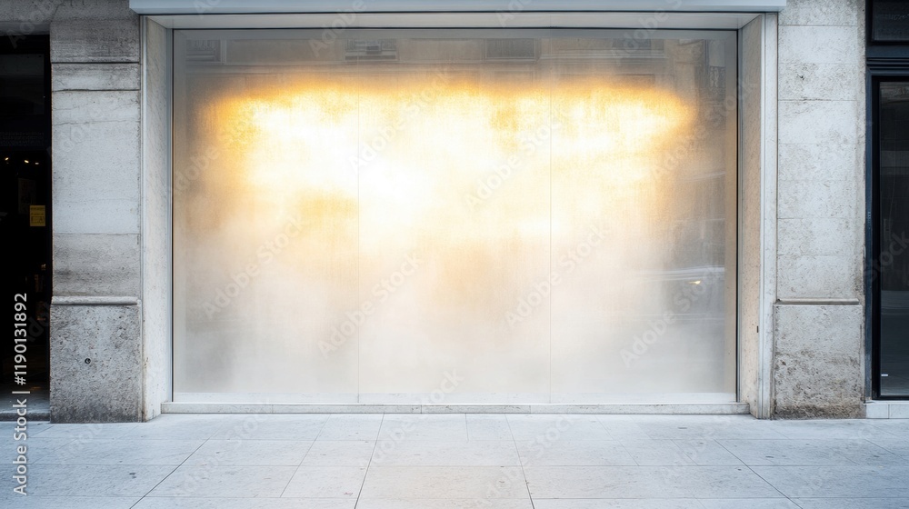 Poster subtle lighting enhances the allure of an empty storefront, inviting curiosity and reflection in the