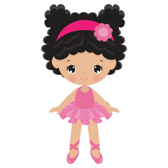 Cute little ballerina girl  vector cartoon  illustration
