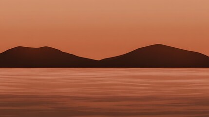 Sunset over calm ocean and distant islands. Peaceful landscape for travel brochures