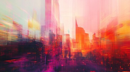 Fototapeta premium Vibrant Cityscape: An Abstract Metropolis at Dawn