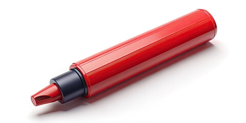 Sleek, high-resolution image of a red marker; office supply, school stationery, writing tool with cap, isolated.