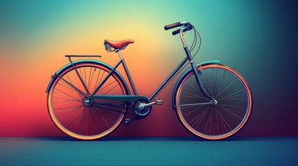 Vintage bicycle against a colorful background.