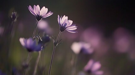 Delicate Purple Flowers in Soft Sunlight