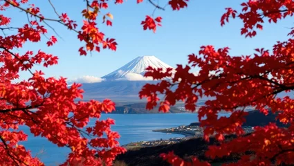 A serene landscape with a majestic mountain reflected in a crystal-clear lake