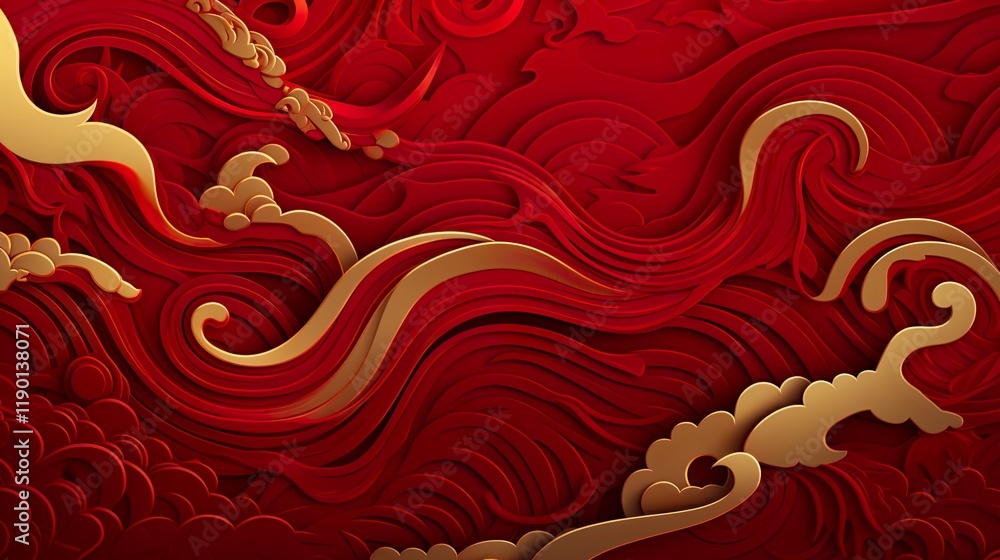 Wall mural chinese traditional background design with abstract pattern in red background chinese red textured p