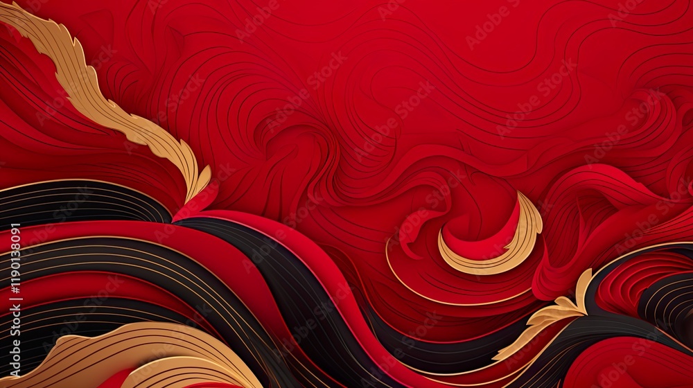 Wall mural chinese traditional background design with abstract pattern in red background chinese red textured p
