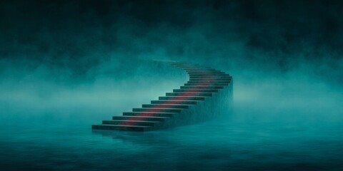 Floating Spiral Staircase Evoking Infinity and Surreal Elegance
