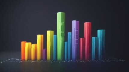 Fototapeta premium Colorful Bar Graph Displaying Data Trends Against a Dark Background for Business Insights.